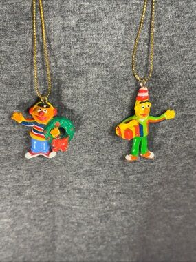 Sesame Street Bert & Ernie Holiday Ornaments - Multicolor with Gold Cords
